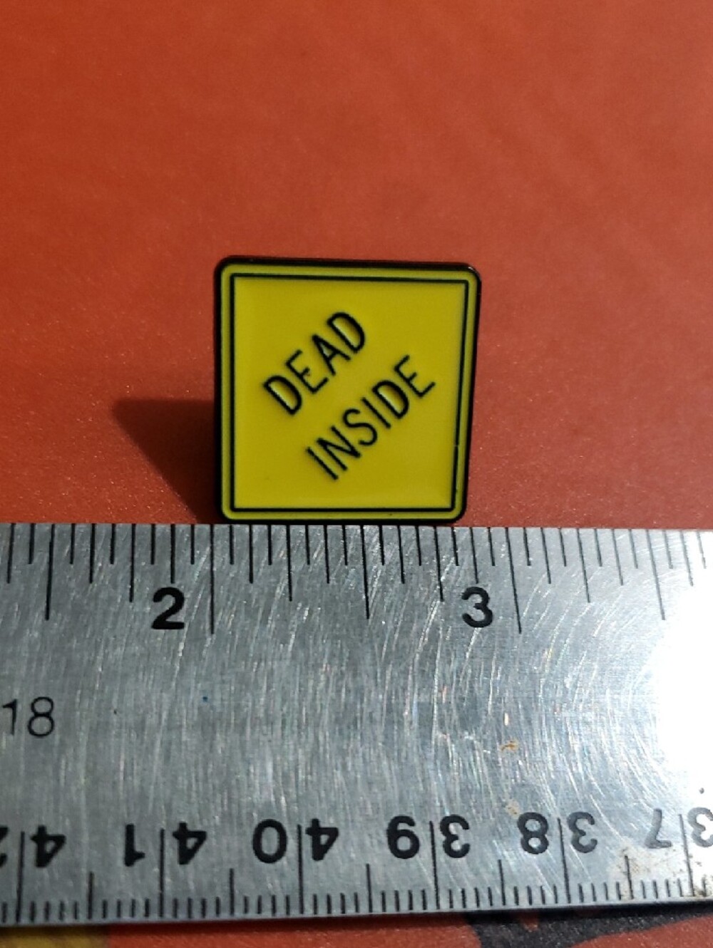 Yellow "Dead Inside" Diamond Enamel Pin - Picture 2 of 3